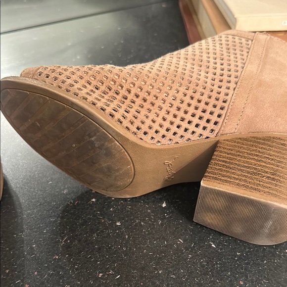 Qupid Tan Peep-Toe Ankle Booties - Picture 8 of 10